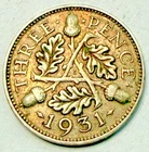 1931 George V Threepence — photo from another recent sale