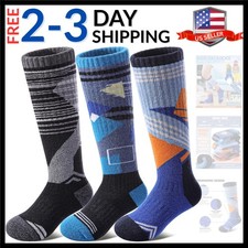 Kids Merino Wool Ski Socks Boys Girls Thermal Winter Warm Thick Cozy Socks fo...