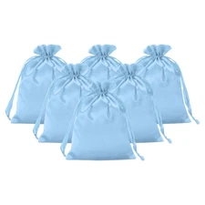 6Pcs 8" x 6"  Satin Gift Bag with Drawstring,Light Blue