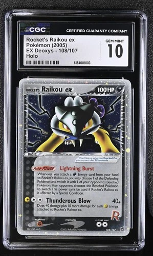 Pokémon English Rocket's Raikou ex 108/107 2005 EX Deoxys Holo cgc 10