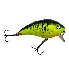 FISHER • MANN'S BAIT COMPANY BABY 1- Vintage Fishing Lure • FIRE CRAW CRYSTAGLOW