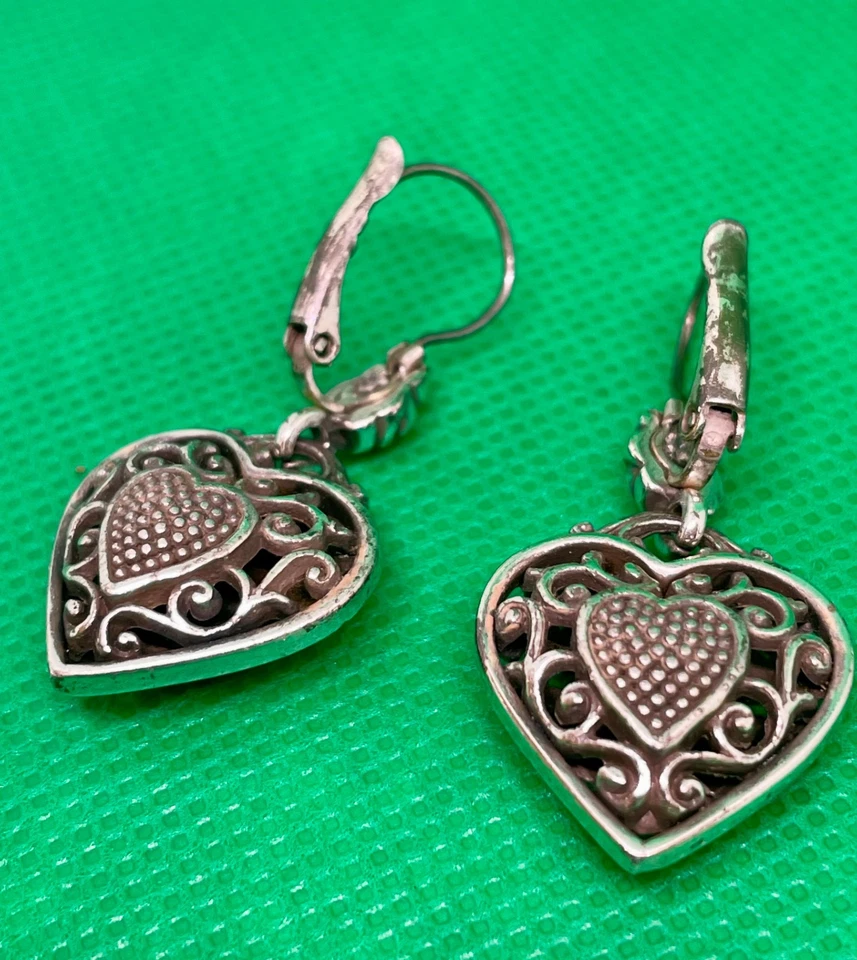 Pendientes colgantes Brighton Reno corazón palanca trasera plateados cristal filigrana Foto 4 de 4