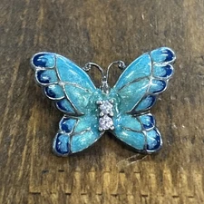 Sterling Silver Butterfly Green Enamel Slide Pendant 4.18 Grams