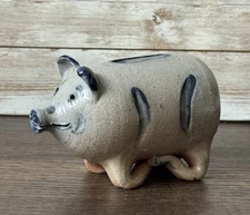 Rowe Pottery Works Pig Salt Glaze Stoneware Piggy Bank 1991