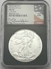 2026 AMERICAN SILVER EAGLE NGC MS70 FDOI BLACK CORE PAUL HOLLIS SIGNED 1 of 2026