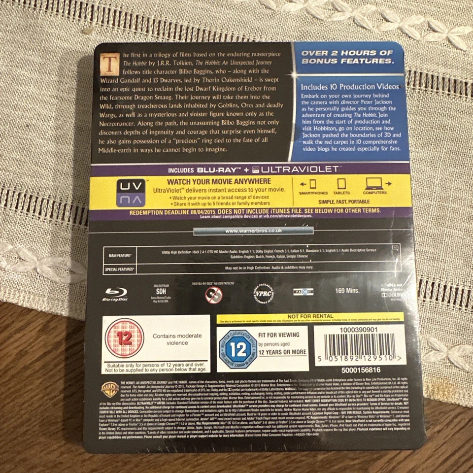 The Hobbit: An Unexpected Journey - Steelbook (Blu-ray) **NEW** - Image 2 of 2