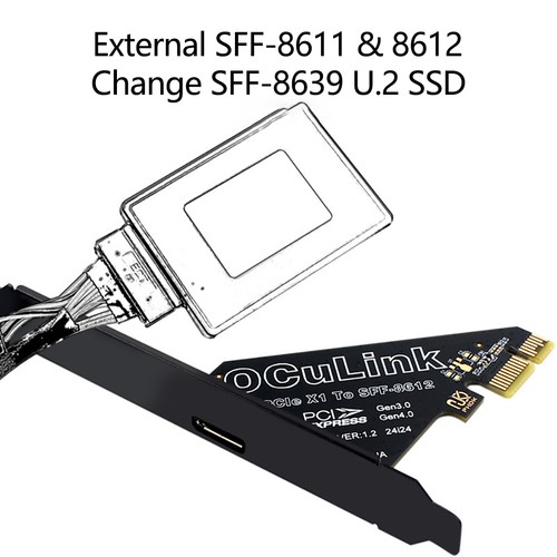 PHDK PCIe X4 X1 X8 X16 4.0 Oculink SFF8611&8612 expansion card - 第 12/25 張圖片