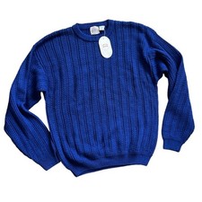 NWT Vintage Deadstock Cape Isle Knitters Men  s Fisherman Sweater  Blue  Large