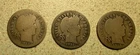 Lot of 3 Barber Silver Dimes - 1912P,D,S
