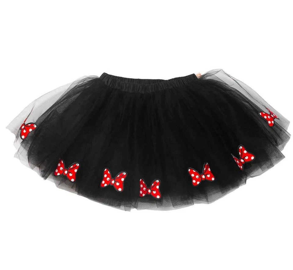 Disney Tutú Alta Costura Niñas 7/8 Minnie Mouse Falda Con Lazos Negro TUL Multicapa Foto 2 de 4