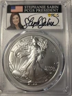 2022 Silver Eagle PCGS MS-70 First Day Issue  BLAST WHITE Stephanie Sabin Signed