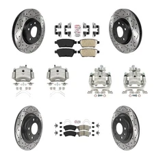 Front Rear Brake Rotors Pads Calipers Kit Slotted for Ford Fusion 2006-2012 oeXB