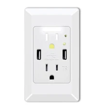 4.2A Dual USB Outlet Receptacle Charger LED Night Light with Wall Plate Cover US