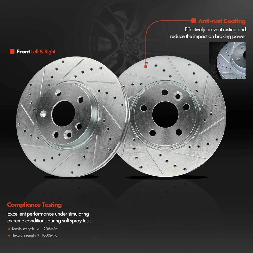 6x Front Drilled Brake Rotors +Ceramic Brake Pads for Volvo S60 S80 Land Rover - Image 4 of 4