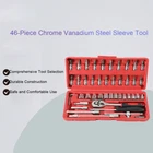 46Pcs Mechanics Tools Set 1/4" Socket Ratchet Wrench Set for Auto Repair W/Box