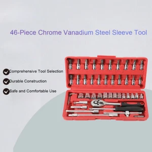 46Pcs Ensemble d'outils de mécanique 1/4" de socket à cliquet pour la réparation automatique W/Box