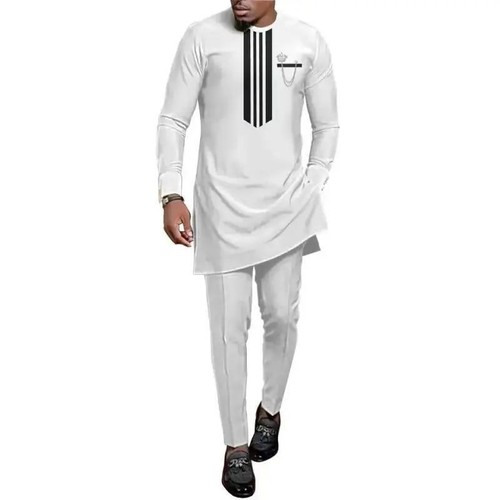 2024 African Men Dashiki Long Sleeve 2 Piece Set Traditional Africa Clothing Str - Picture 2 of 33