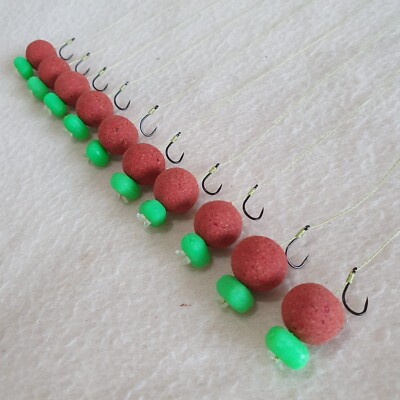 10 X HAARRIGS VORINSTALLIERT MIT 15 mm ROBIN ROT POP-UPS DYNAMIT KÖDER KARPFENANGELN