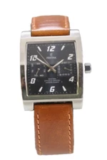 Festina Men Watch Stainless Silver Steel 50m Brown Leather Day Date Blue Quartz