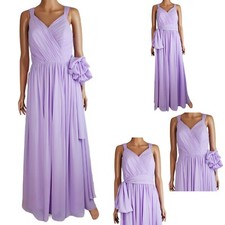 Jjs house lilac sleeveless v neck tie waist chiffon bridesmaid maxi dress 6