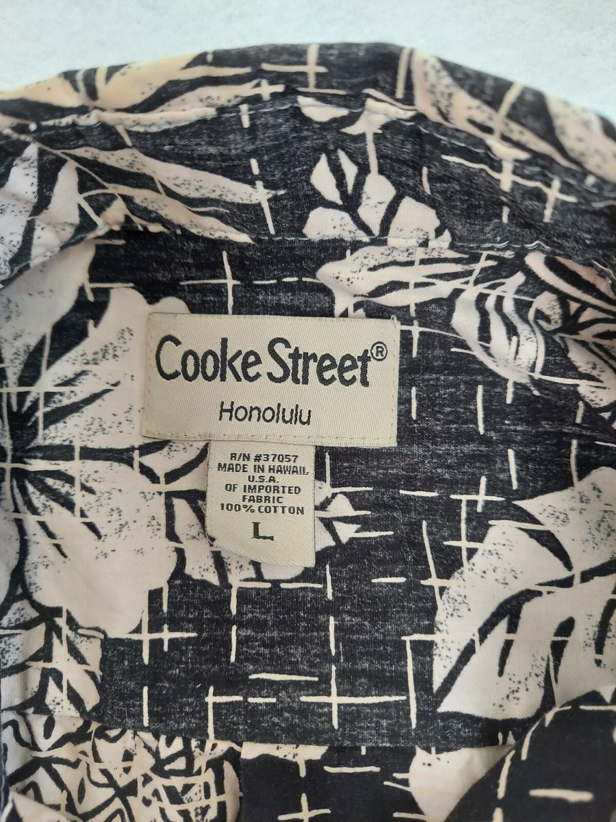 ランプ Mens Cooke Street hawaiian short sleeve shirt cotton L floral gray