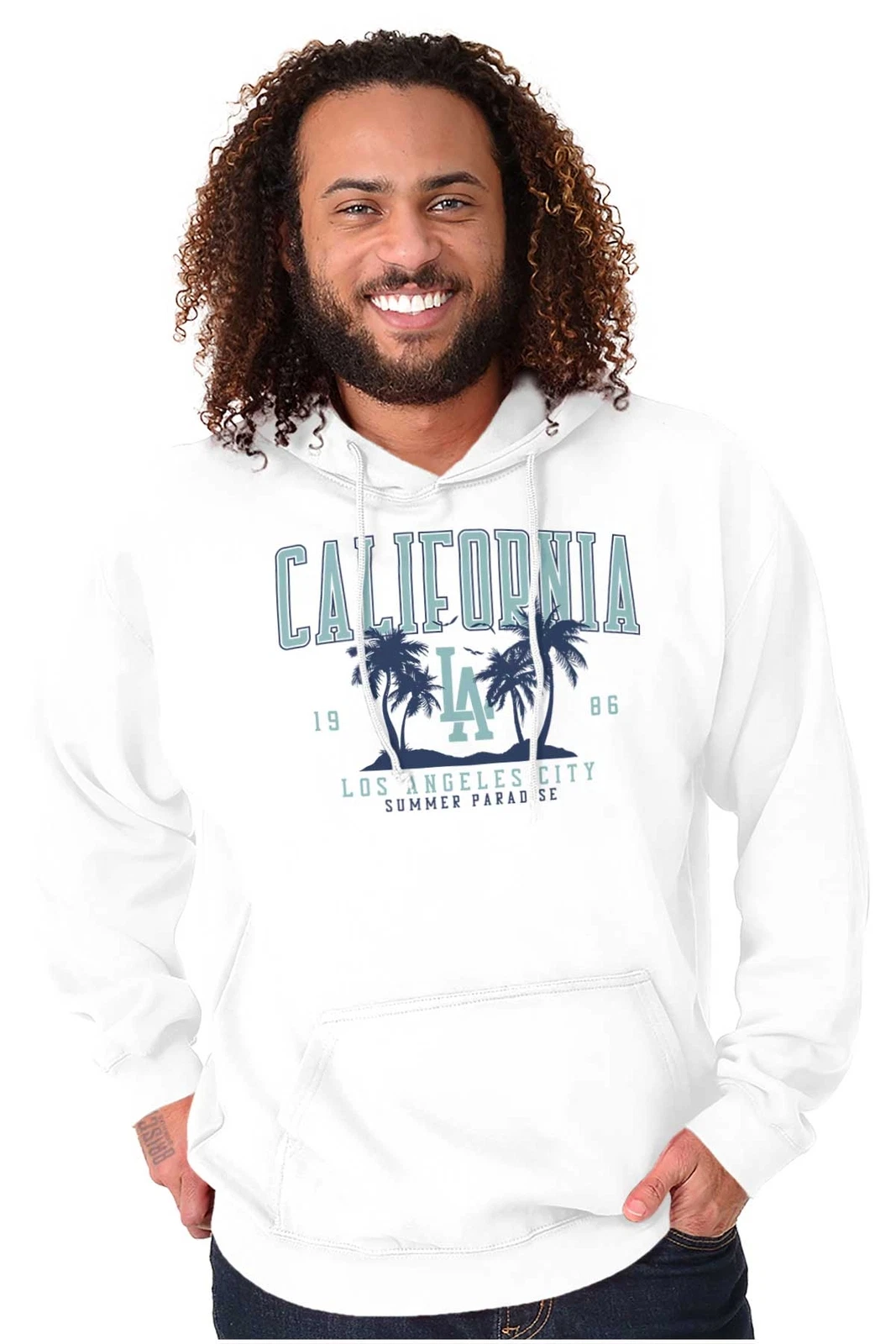 PALM ANGELS Felpa con cappuccio LA California Los Angeles 1986 Palm Trees uomo donna