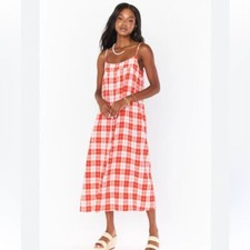 Show Me Your Mumu Women's Oasis Midi Red Picnic Plaid Tent Dress- Size Medium