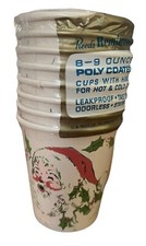 Vintage Reed’s Poly Coated Made In USA Santa Cups Christmas 8 Pack