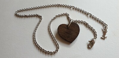 Yves Saint Laurent 925 sterling silver and wood heart necklace