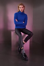 SiSi pantalone donna in ecopelle con elastico in vita