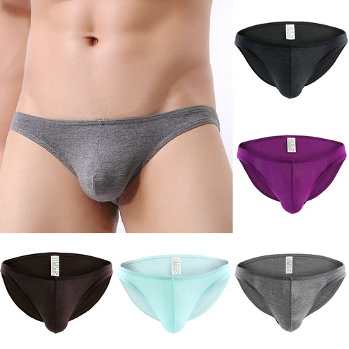 Men Modal Underwear Sexy Low Waist Bikini Briefs Ultra Thin Panties Convex Pouch - Picture 3 of 30