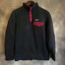Patagonia Women's XS Cotton Quilt Snap-T Pullover Navy/Crimson Red READ