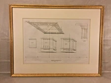 1761 Joshua Kirby Perspective of Architecture Engraving Plate 18 Framed Matted
