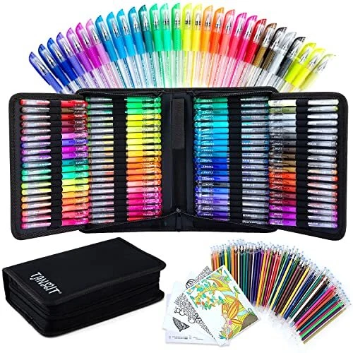 24 Pk Glitter Colored Gel Pens Art Set School Sketch Drawing Adult Coloring Book