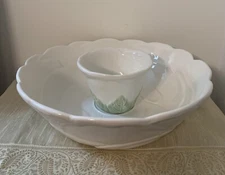 Treasure Craft  USA White Rose Chip and Dip Set 13”Dia.