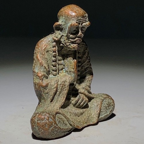 Vintage Pure Copper Bodhidharma Statue Collection Chinese Hand Carved - Picture 4 of 8