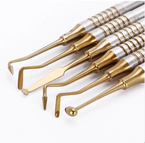 6 piece Gold Dental Composite Filling Instrument Titanium Coated Restorative Kit - Imagen 2 de 4