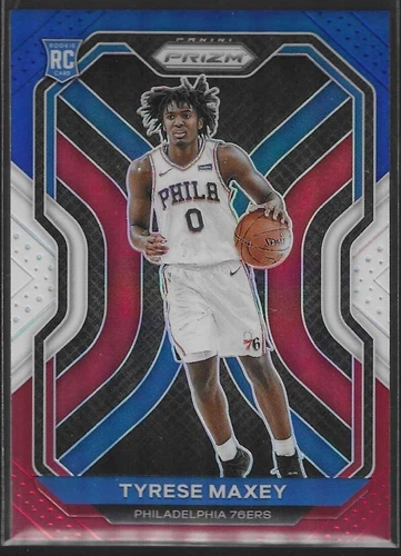 2020-21 Panini Prizm Red White Blue Prizm #256 Tyrese Maxey Rookie RC 76ers