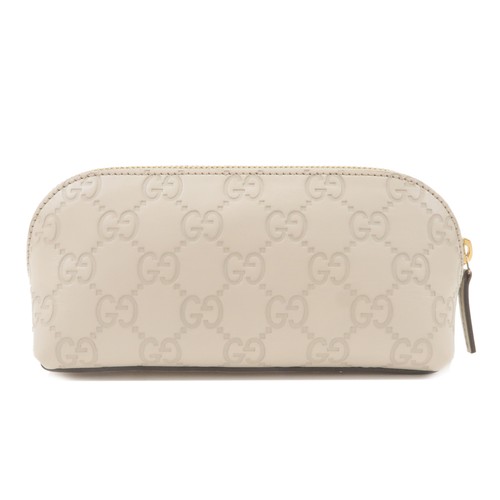 Auth GUCCI Guccissima Cosmetic Pouch Ivory Leather 141811 Used - Picture 2 of 13