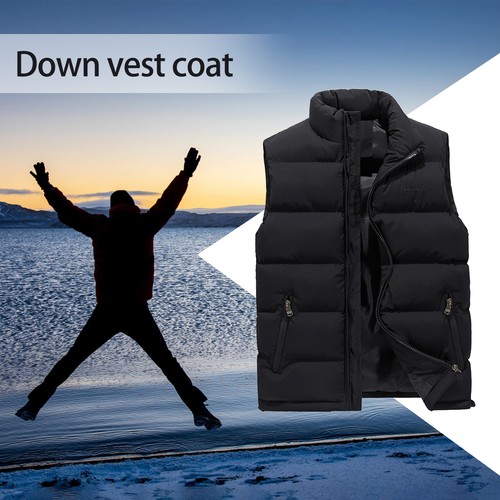Men's Thick Puffy Puffer Sleeveless Jacket Winter Thick Vest Quilted Jacket New - Picture 4 of 20