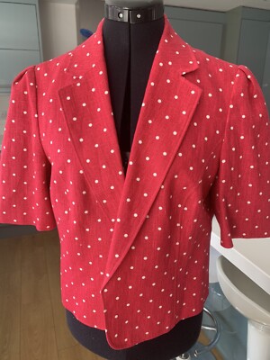 Jaeger cropped Dark Pink Spot Jacket - Size 14