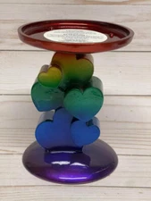 Bath & Body Works Metallic Rainbow Hearts 3-Wick Pedestal Candle Holder