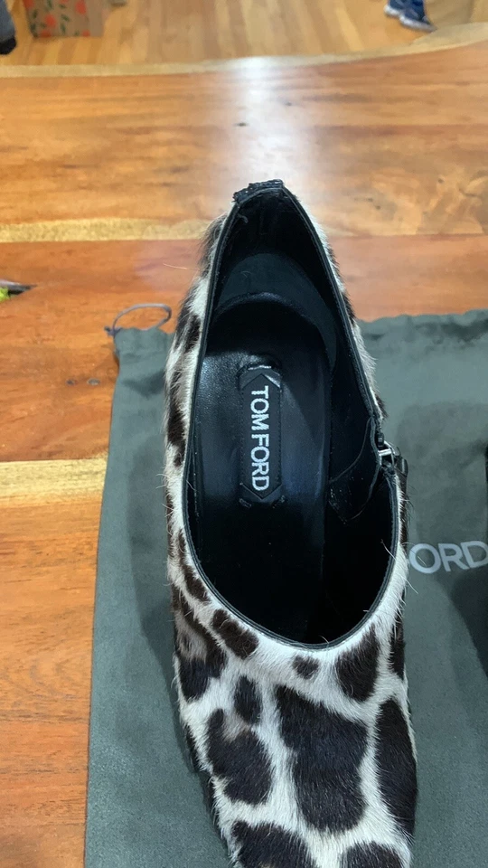 Tom Ford Leopardo Estampado Piel 9M Cremallera Botines 39 Punta, Puntera Tacón Alto Sexy Foto 4 de 4