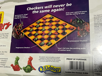 Vintage Dino Checkers Board Game Educational Insights 1992 for