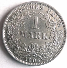 1906 E GERMAN EMPIRE MARK - Key Date - AU - Rare Silver Coin - Premium Bin #26