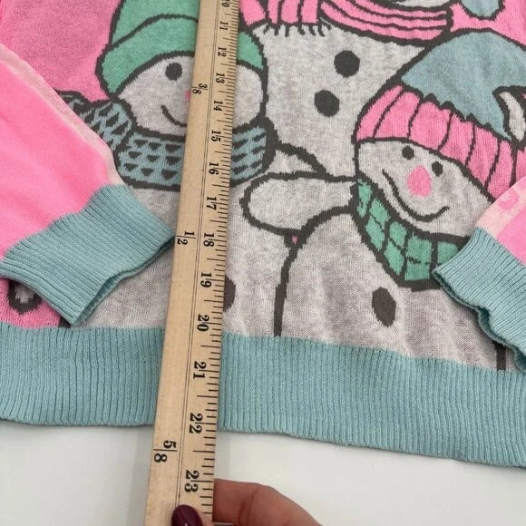 Suéter Pullover Bien Usado Niñas Mediano Rosa Vacaciones Muñecos de Nieve Nuevo Foto 4 de 4