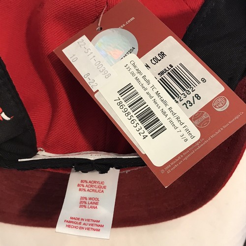 Chicago Bulls Mitchell & Ness Metallic Red Tonal 7 3/8 Fitted Cap Hat $35 - Picture 6 of 6