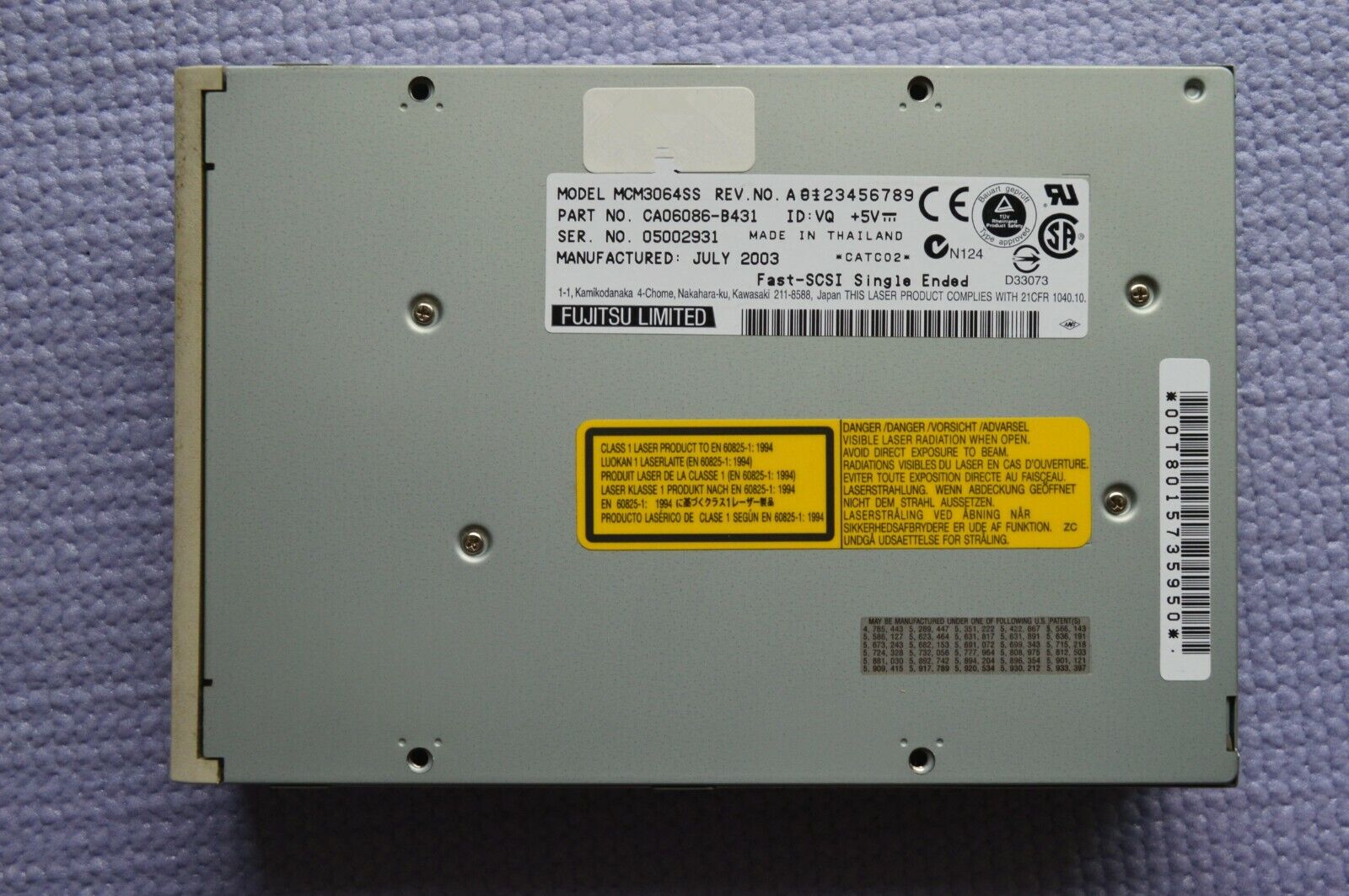 Fujitsu MCM3064SS 640M MO driver SCSI interface