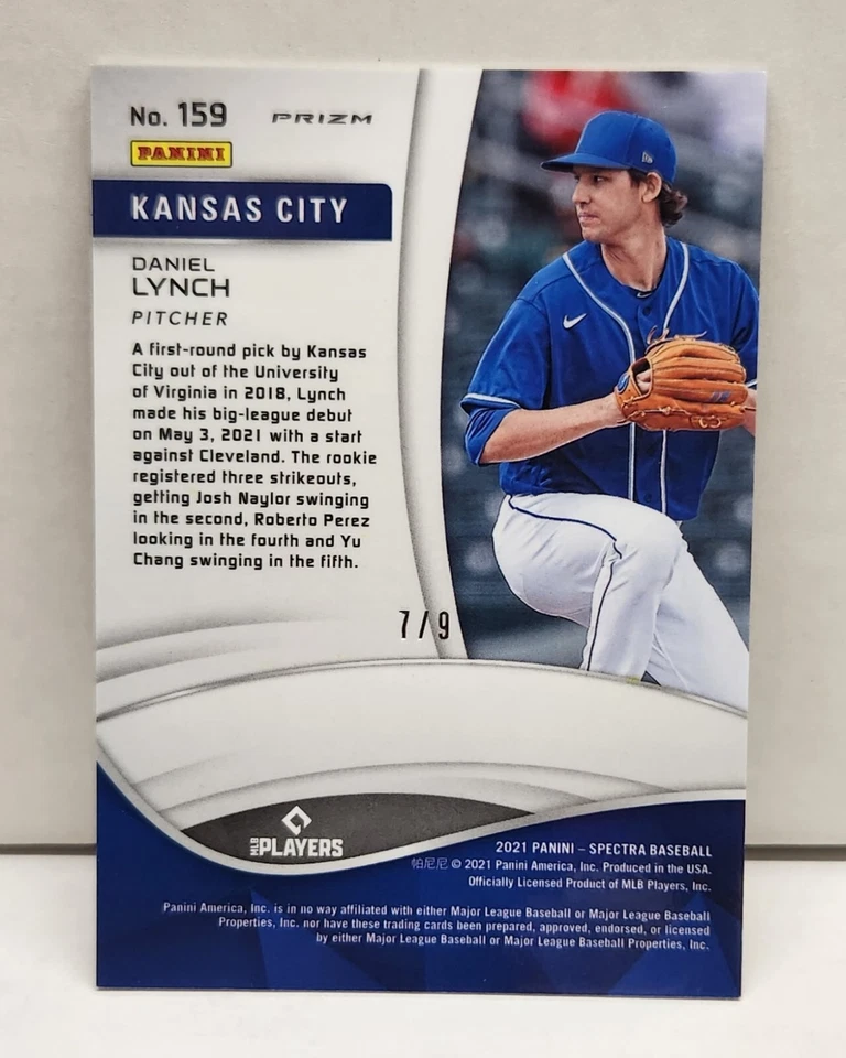 DANIEL LYNCH 2021 Spectra WAVE PRIZM ~ ROOKIE #'d /9 ~ Kansas City ROYALS - Image 2 of 2