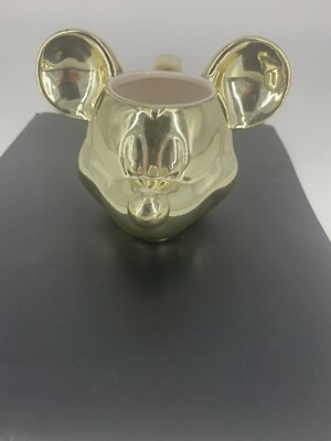 Mickey Mouse Special Edition Gold Metalic Ceramic Figural Mug Applause ~Disney